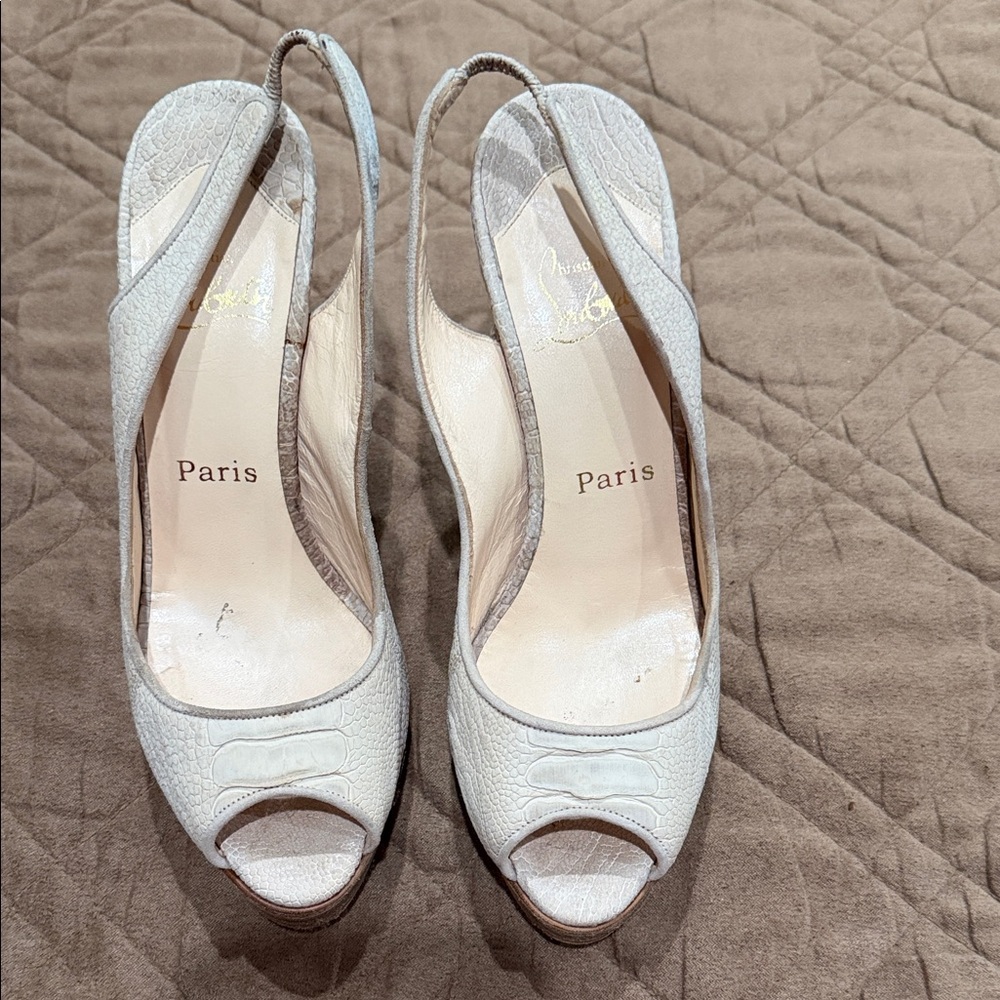 Christian Louboutin White Slingback Heels